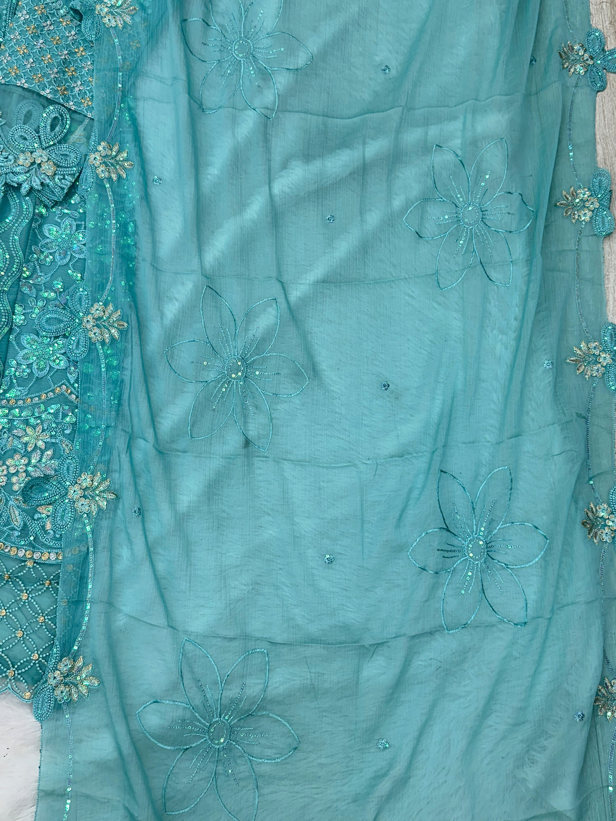 1433 Heavy Pakistani Partywear -  Aqua