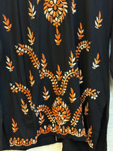 617 Lucknowi Short Kurti Set  Black - Orange