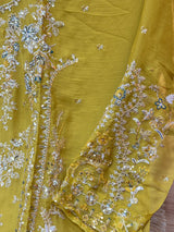 1444 Pakistani Unstitched Partywear - Mustard Yellow