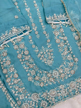 1429 Heavy Pakistani Partywear - Teal Blue