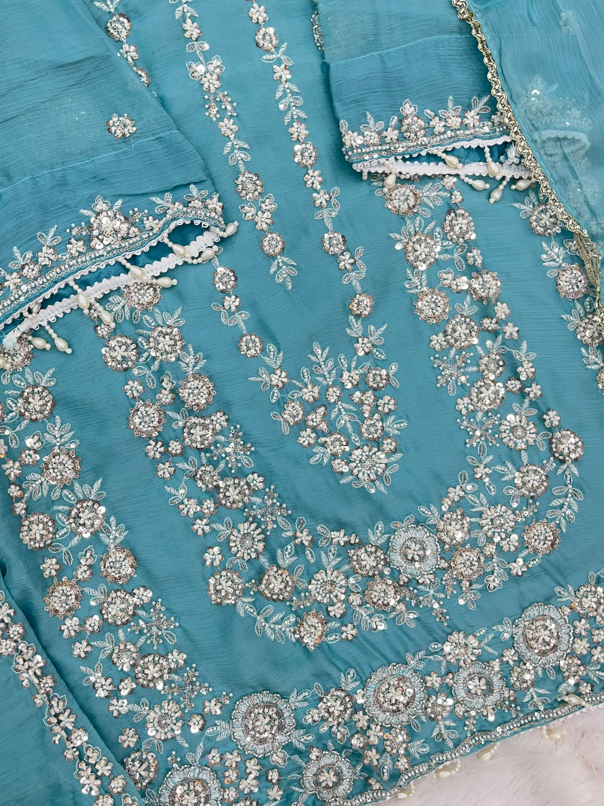 1429 Heavy Pakistani Partywear - Teal Blue