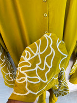 1194 Floral Embroidered Coord Set - Mustard