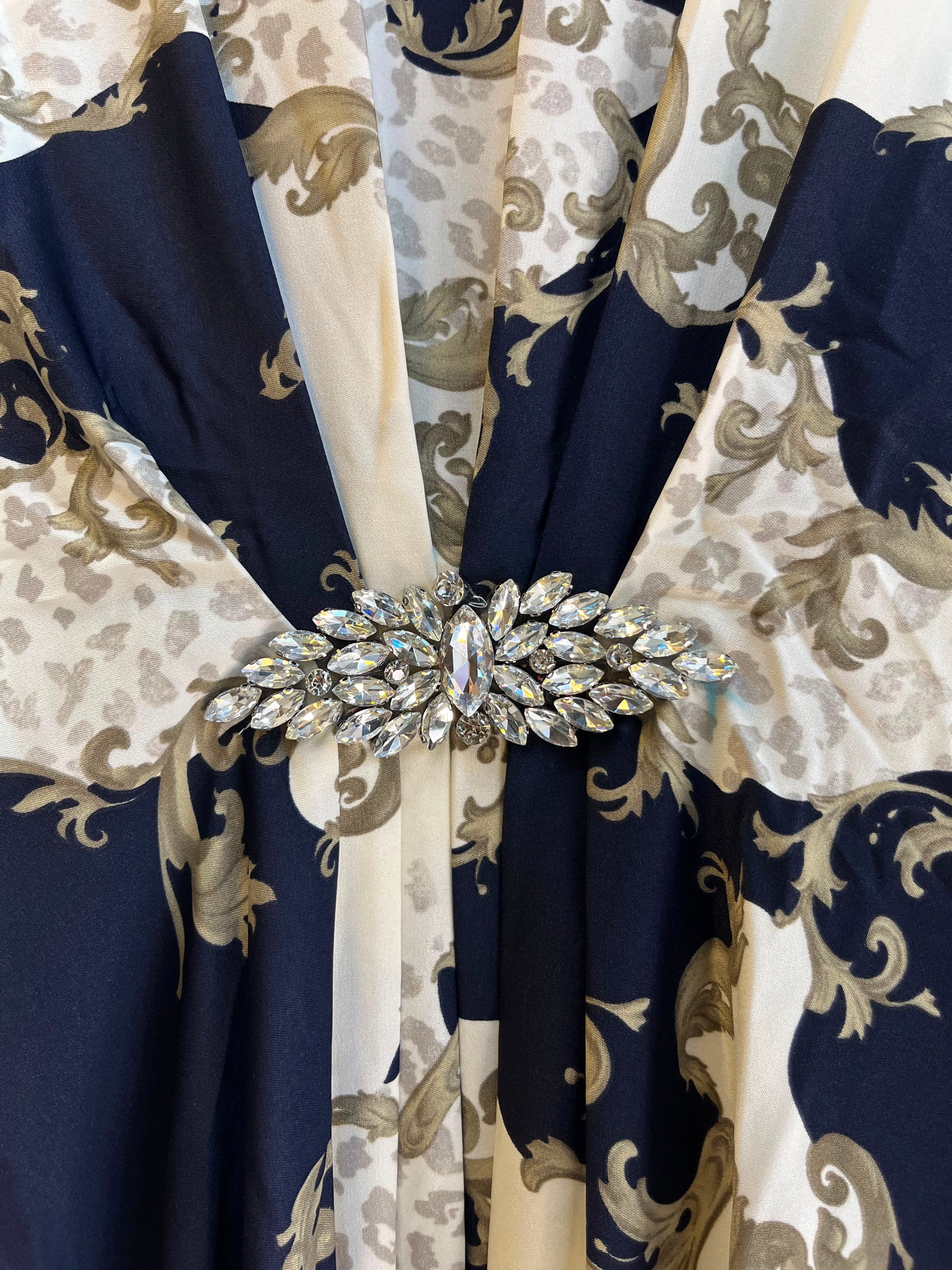 1099 Floral Kaftan Coord Set - Beige