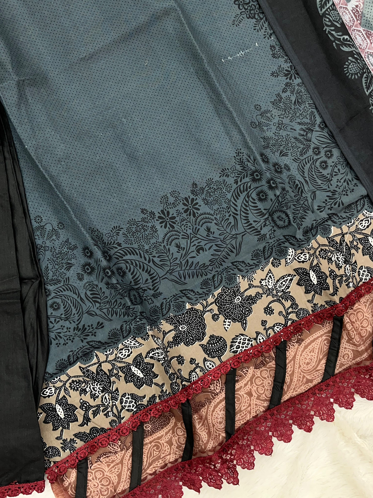 1449 Pakistani Embroidered Suit - Slate Grey