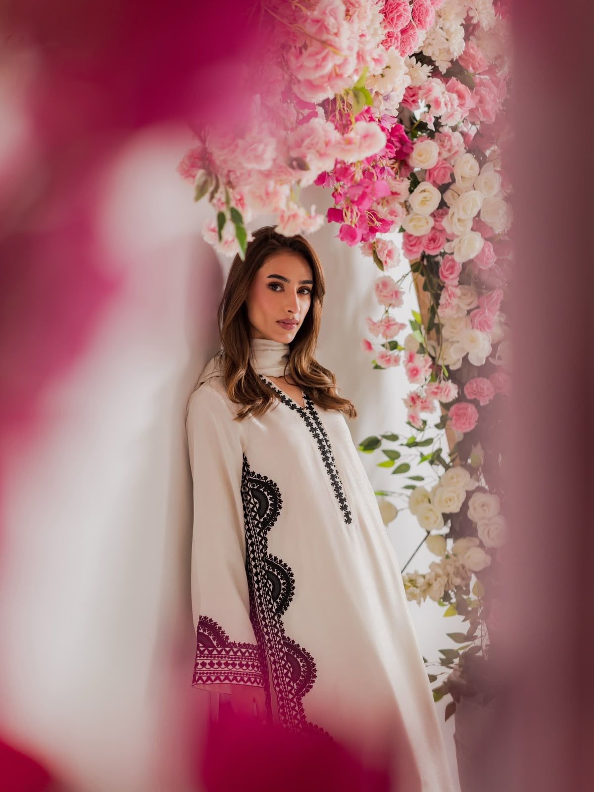 1338 Pakistani Embroidered Coord Set - White