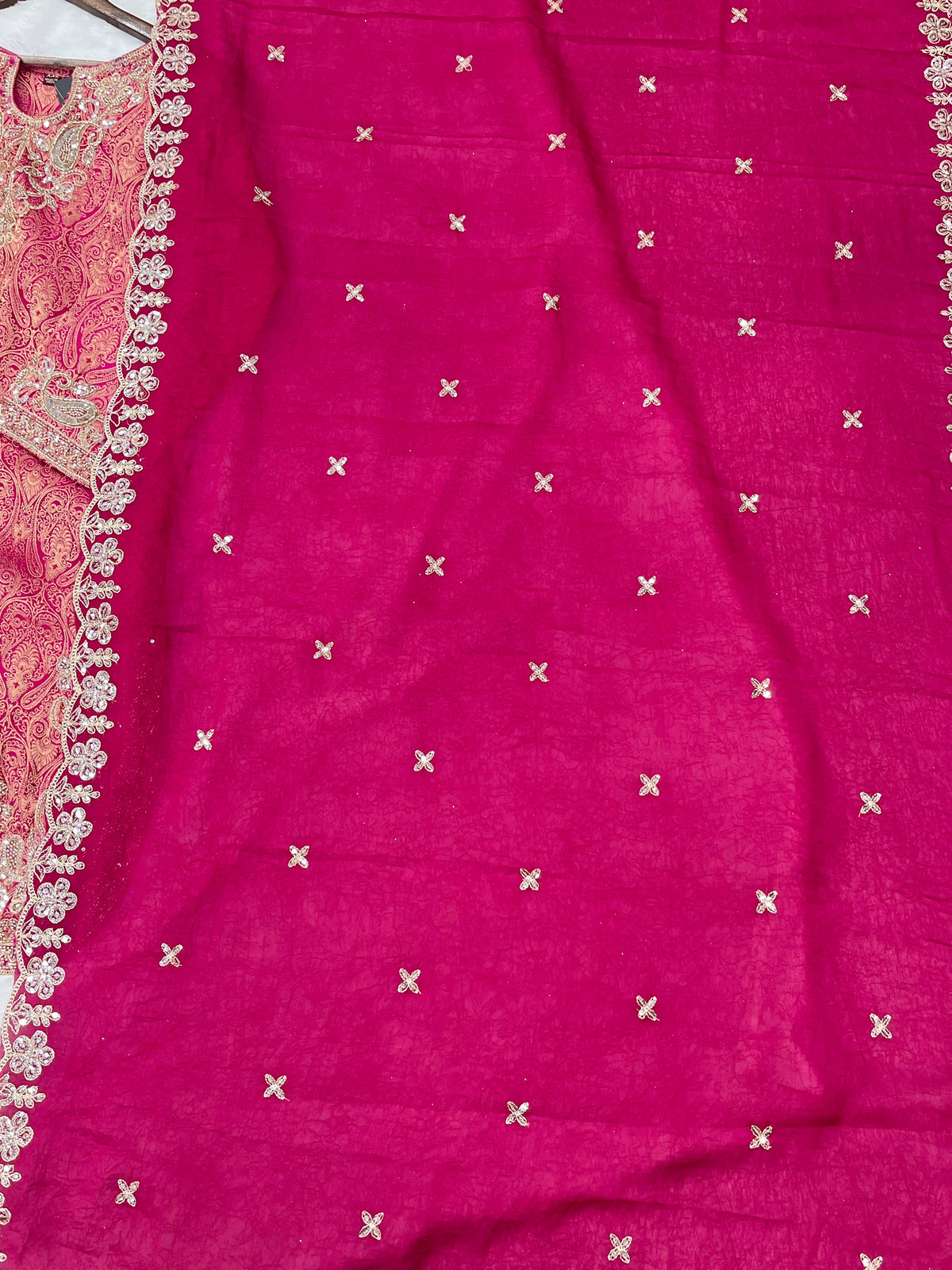 1423 Banarasi Readymade Suit - Pink