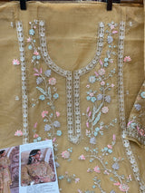1453 Pakistani Unstitched Partywear - Golden Beige