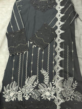 622 Premium Embroidered Pakistani Party Wear - Black