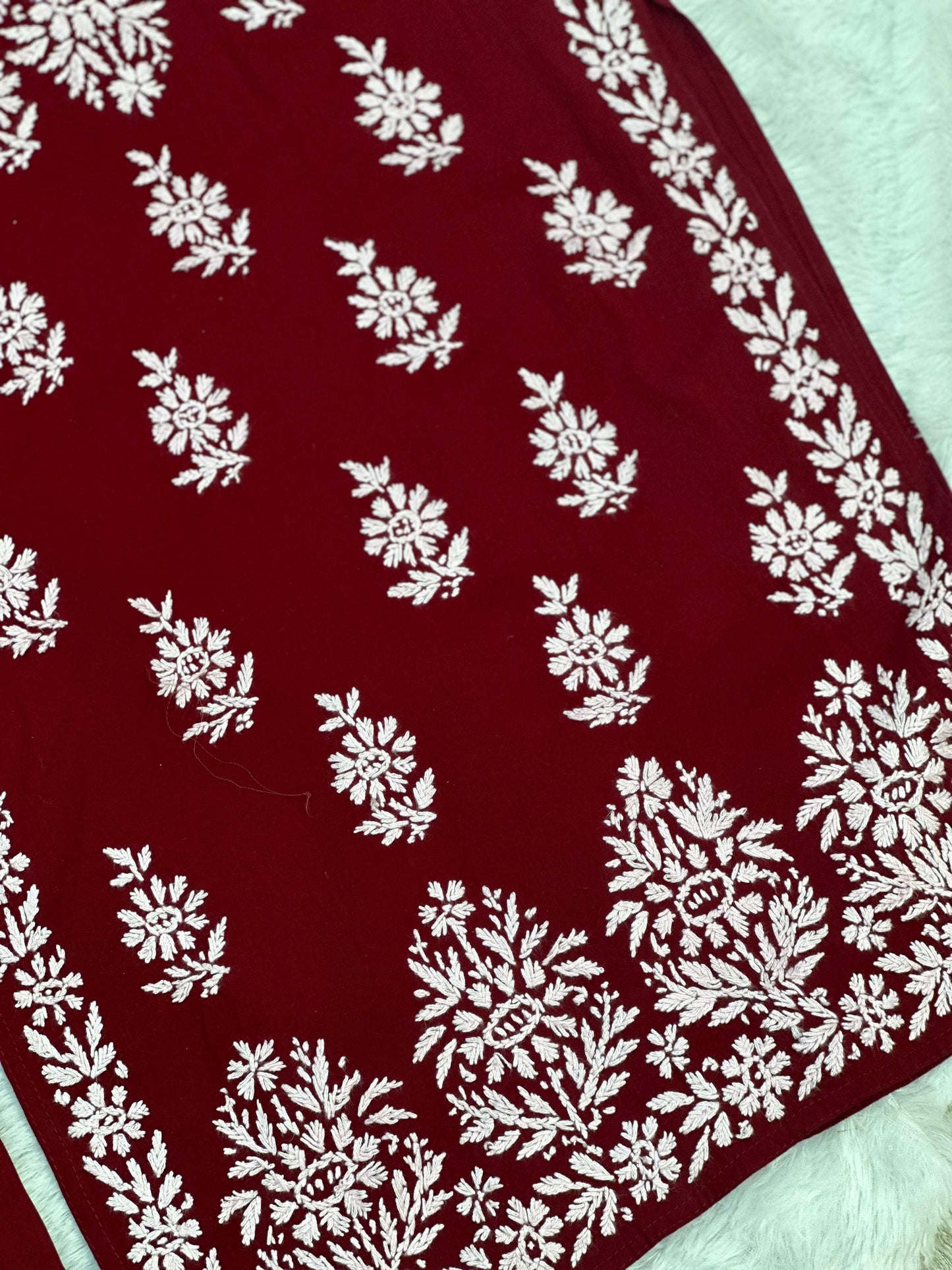 664 Lucknowi Palazzo Set - Dark Red