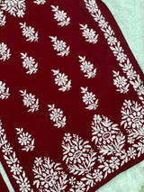 664 Lucknowi Palazzo Set - Dark Red