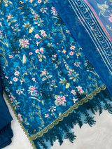 1320 Pakistani Chikankari Lawn Suit -  Blue