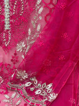 1437 Pakistani Unstitched Partywear - Pink