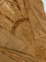 1391 Kashmiri Embroidered CoordSet - Camel Mustard
