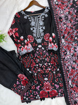 1450 Pakistani Embroidered Suit - Black