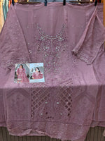 1456 Pakistani Unstitched Partywear - Rose Pink