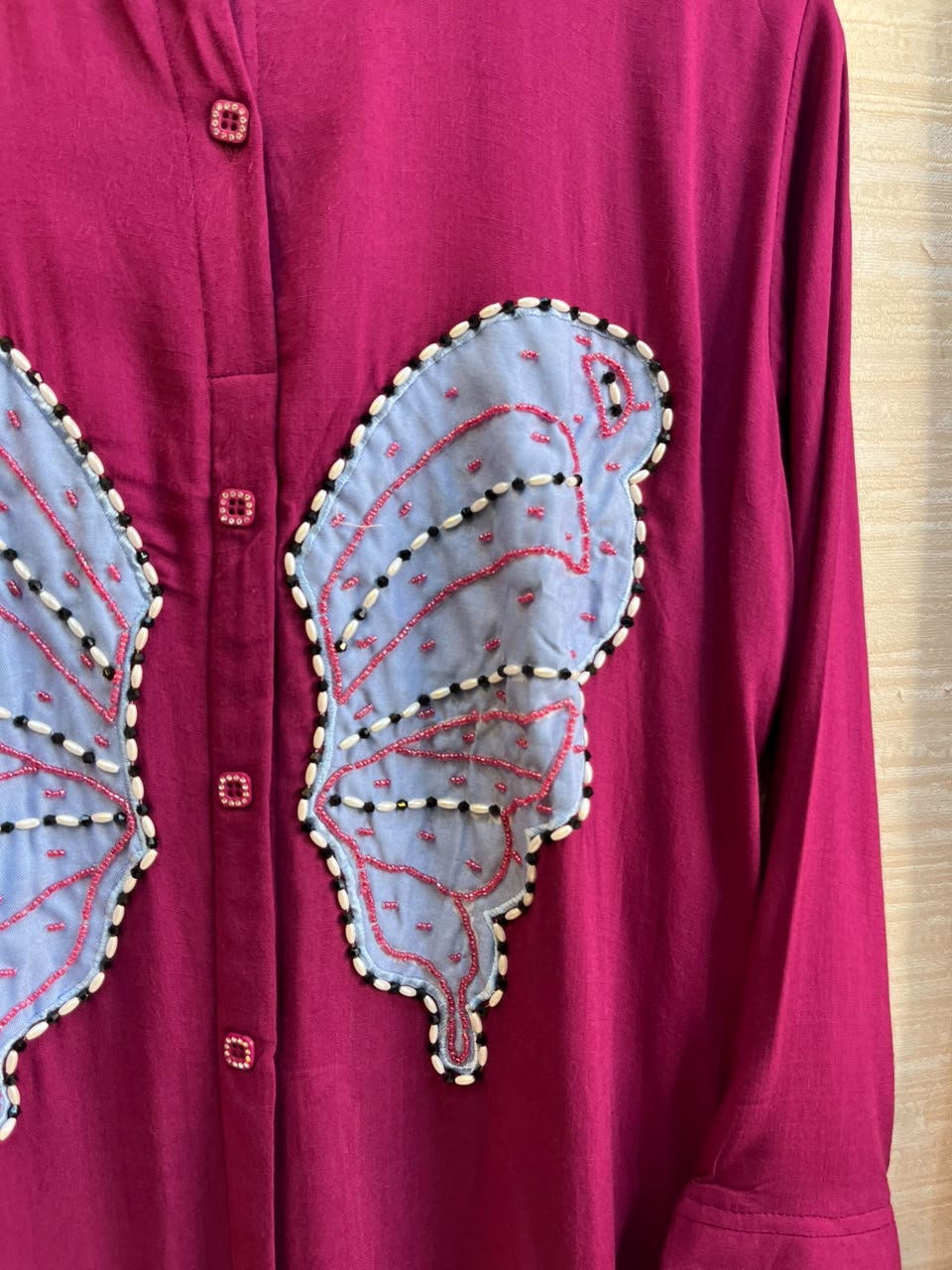 1190 Butterfly Linen Coord-Set - Magenta