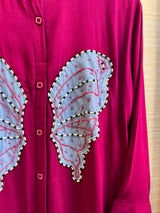 1190 Butterfly Linen Coord-Set - Magenta
