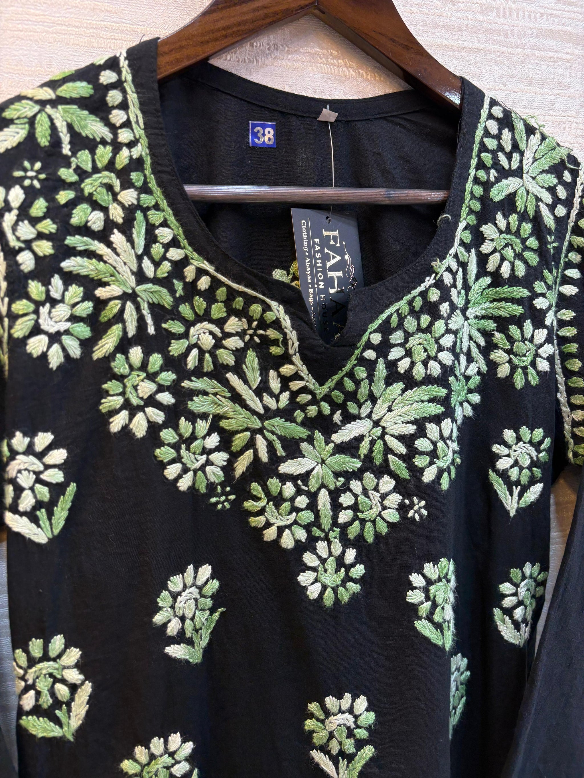 617 Lucknowi Short Kurti Set  Black - Green