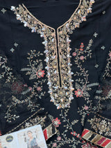 1439 Maria-B Unstitched Partywear - Black