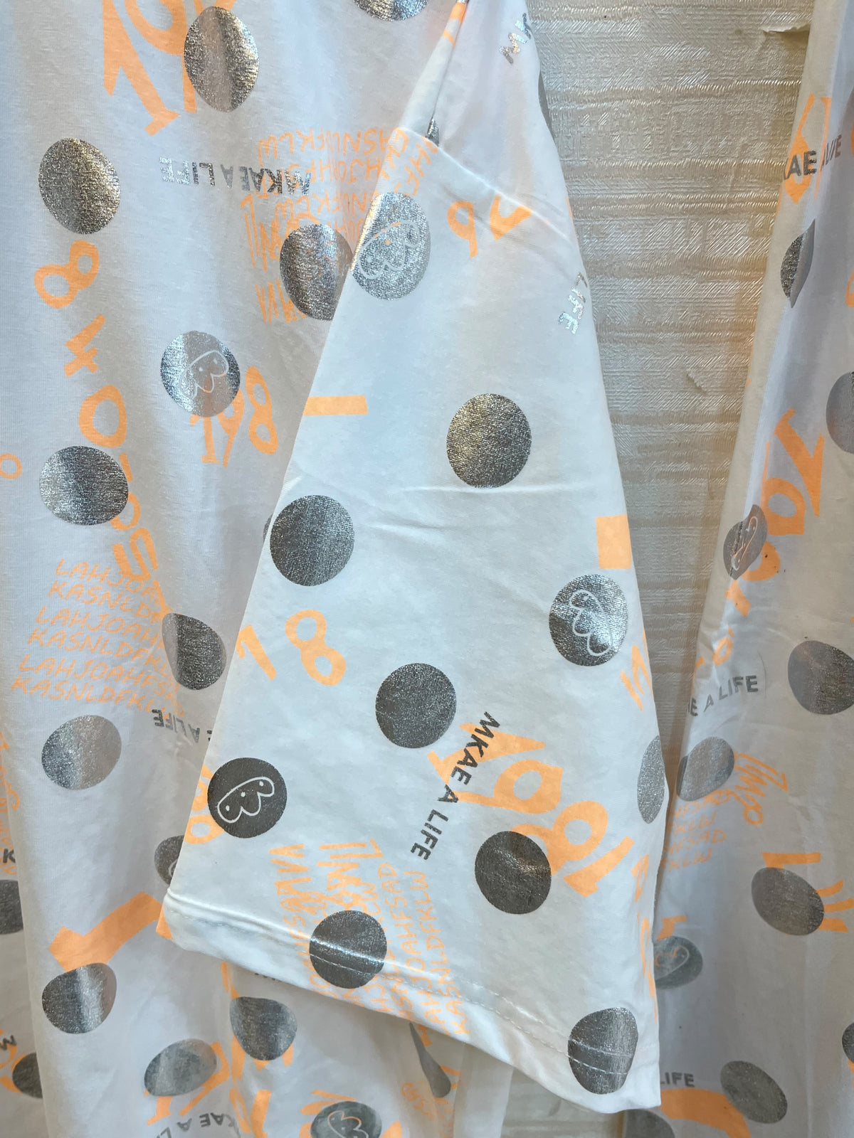 1454 Korean Printed Night Wear - White Orange