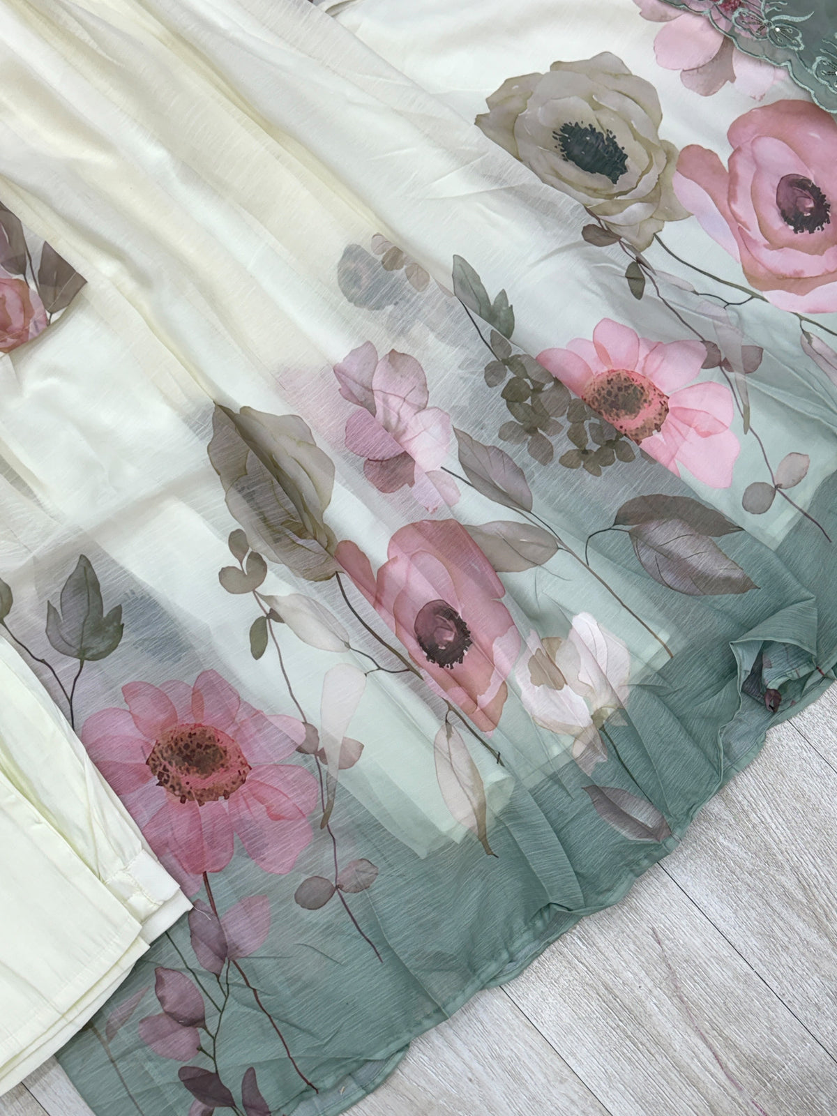 1457 Floral Gown Set - Sage Green