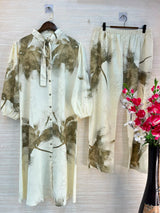 1192 Floral Printed Coord Set -  Olive Green