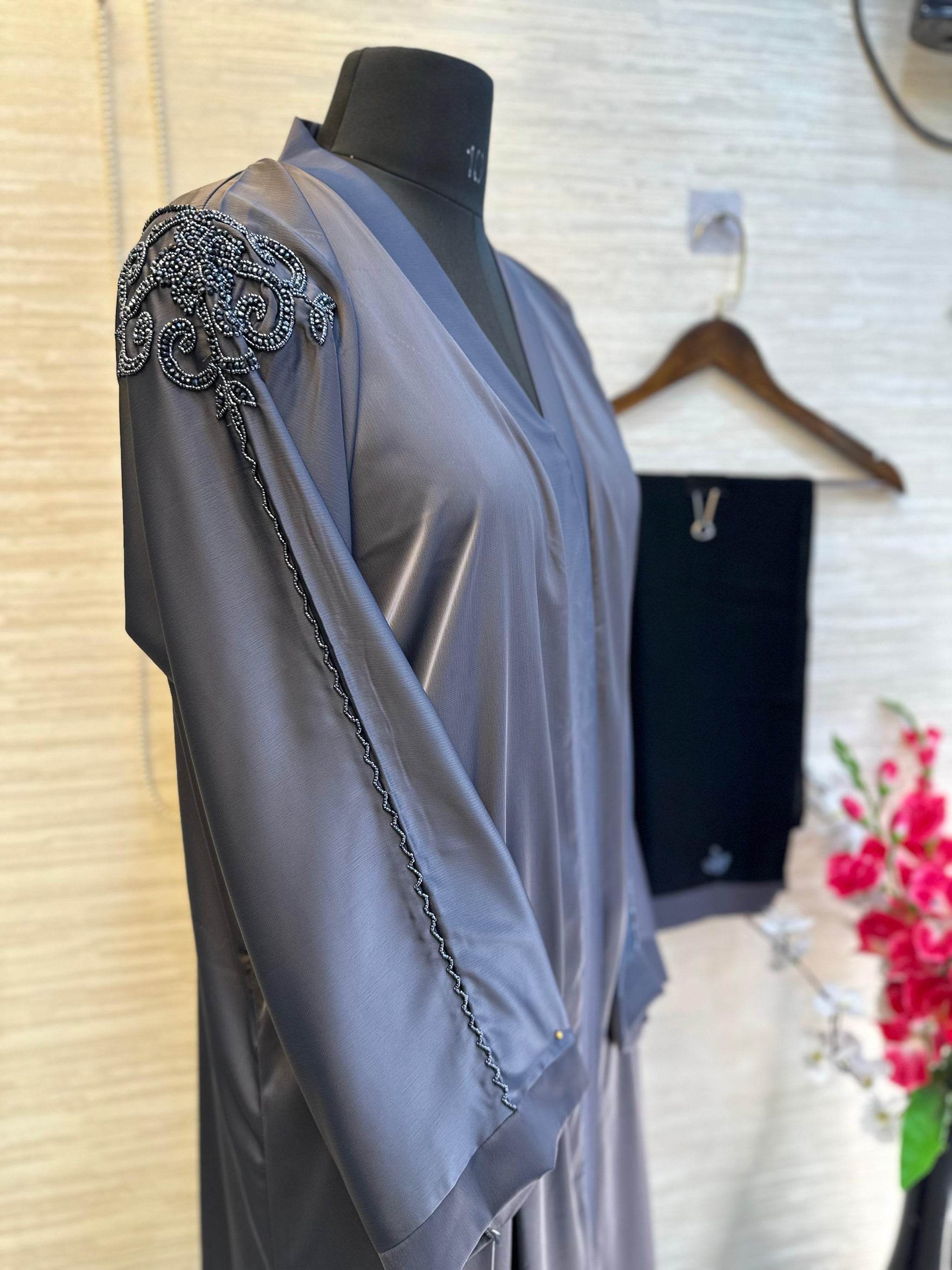 1114 The Premium Abaya - Slate Gray