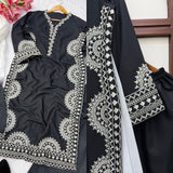 1338 Pakistani Embroidered Coord Set - Black