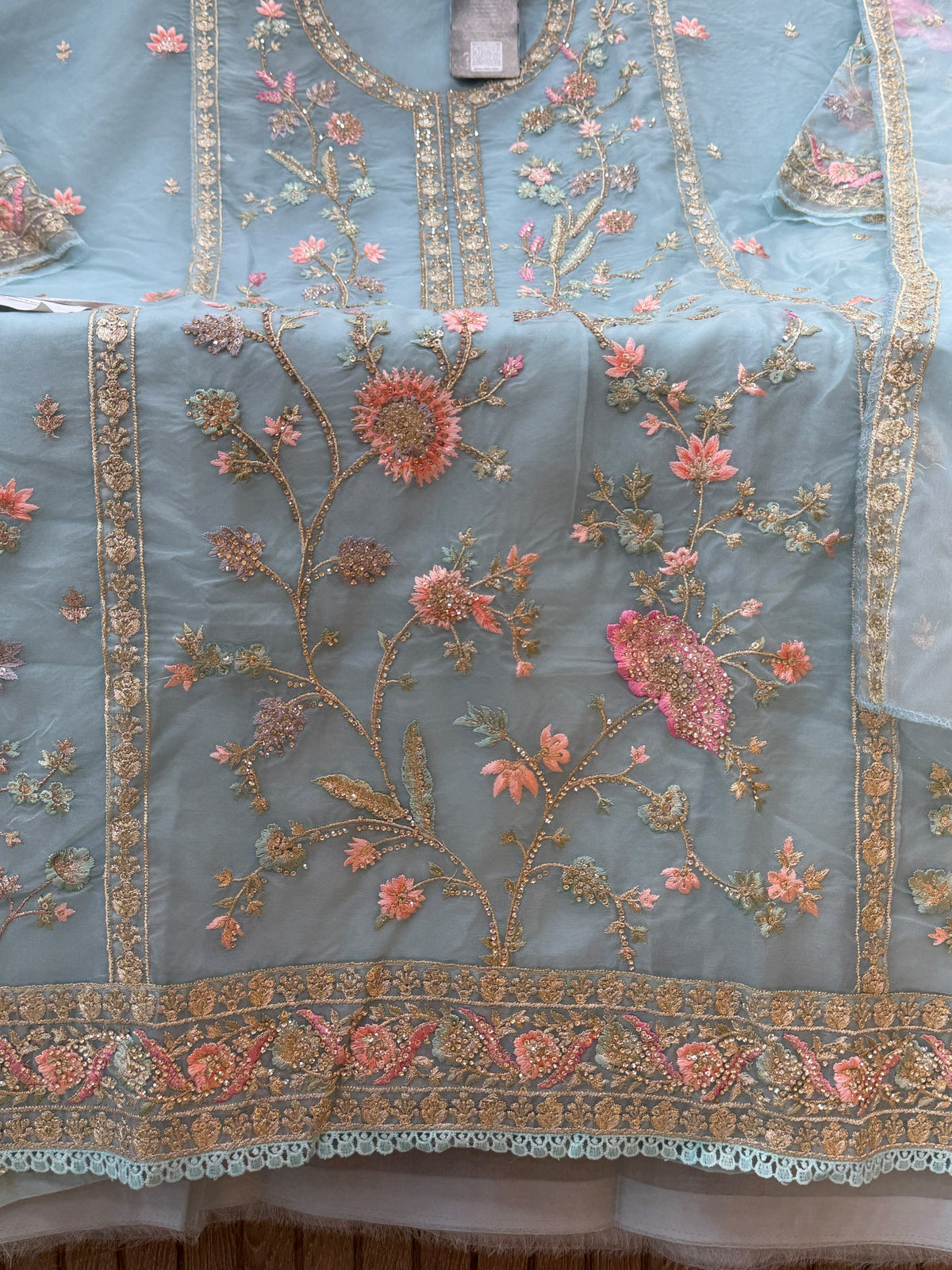 1453 Pakistani Unstitched Partywear - Periwinkle