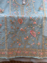 1453 Pakistani Unstitched Partywear - Periwinkle