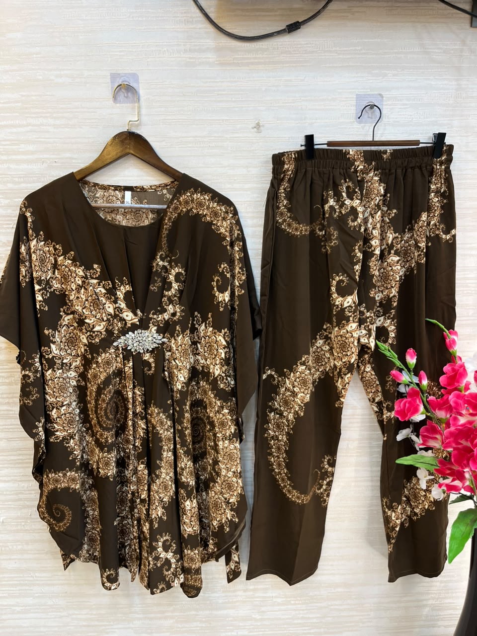 1201 Kaftan Coord Set - Dark Chocolate