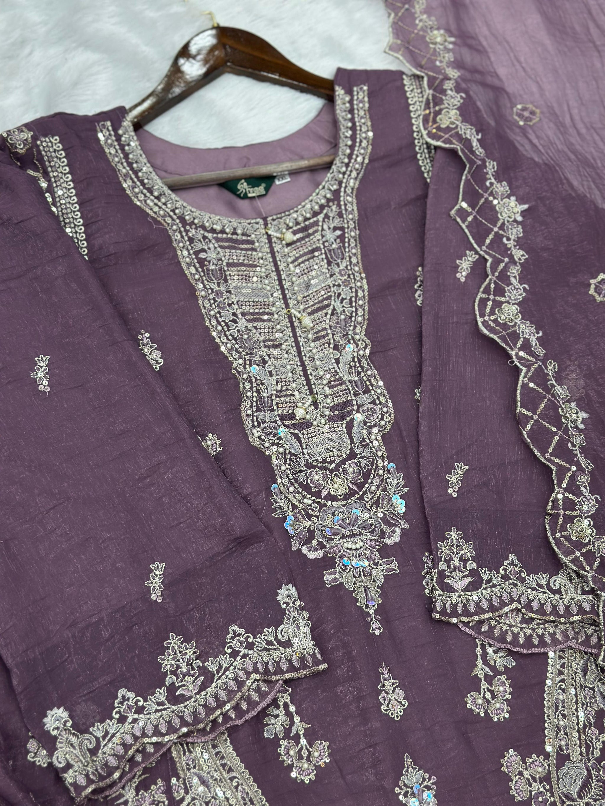 655 Pakistani Party-wear Gharara Set - Dusty Plum