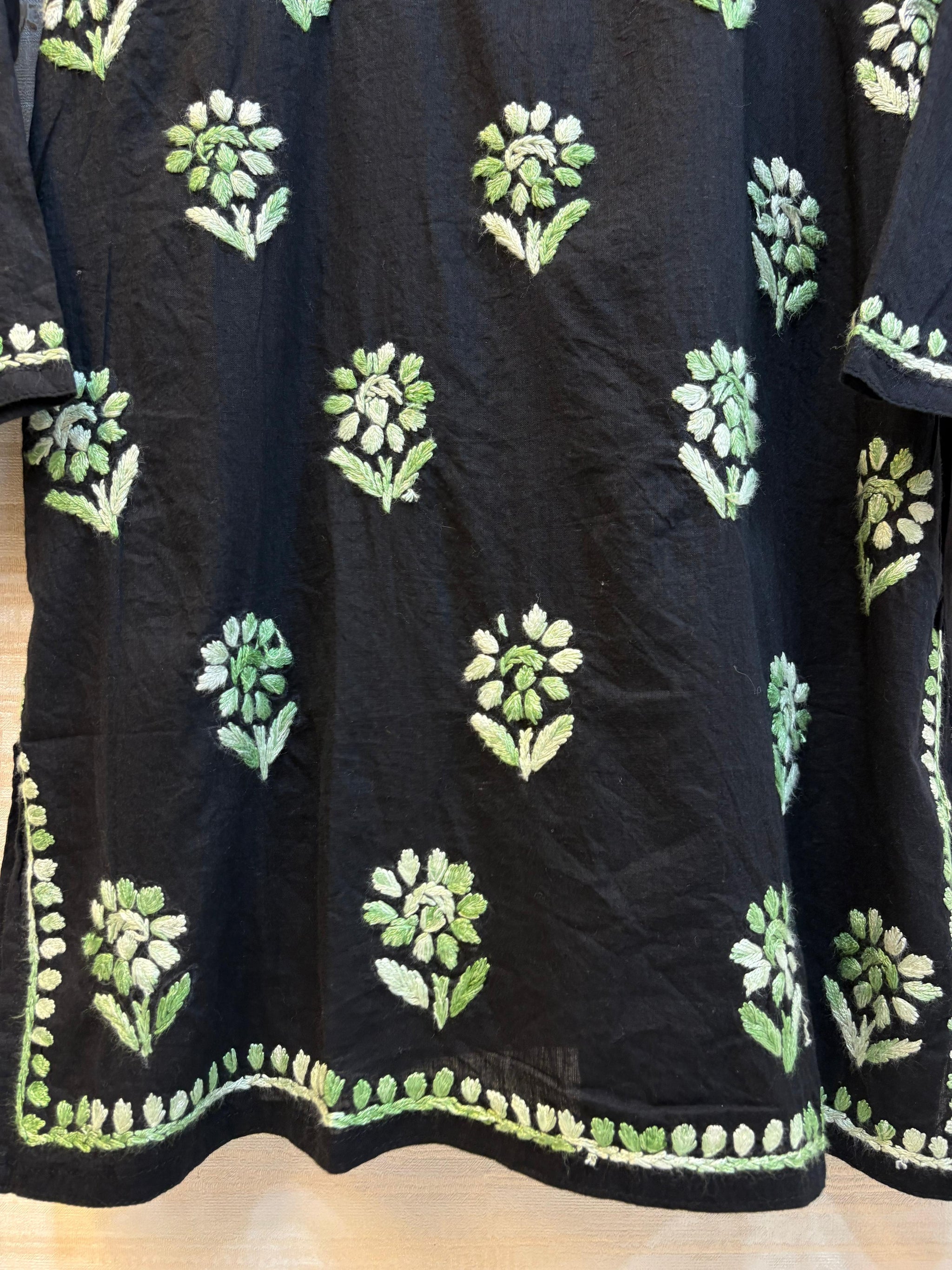 617 Lucknowi Short Kurti Set  Black - Green