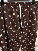 1454 Korean Printed Night Wear - Coffee Brown