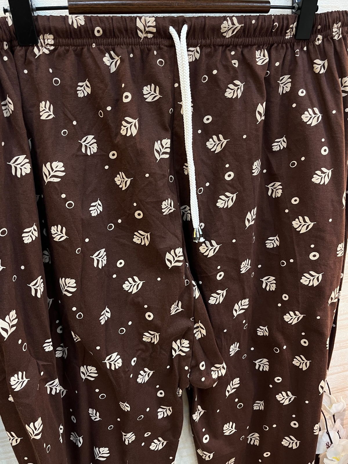 1454 Korean Printed Night Wear - Coffee Brown