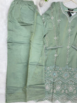1428 Heavy Pakistani Partywear - Greyish Olive