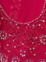 1442 Motifz Unstitched Partywear - Rani Pink
