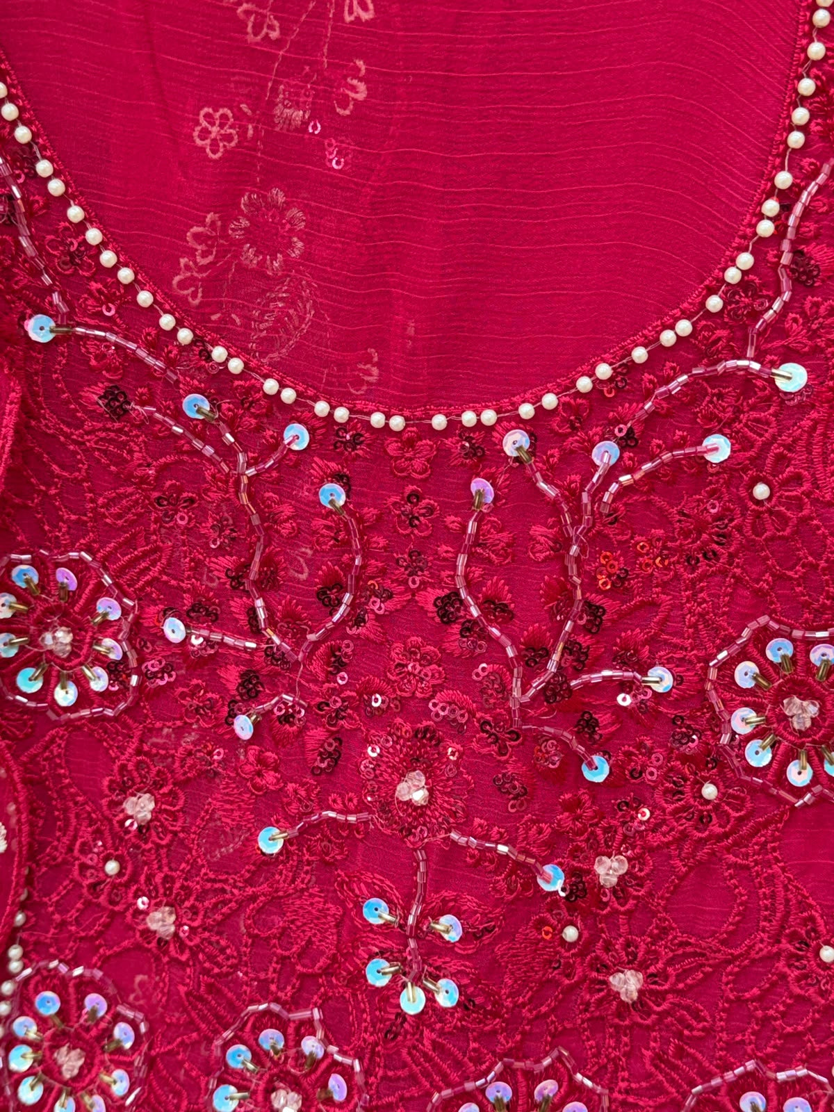 1442 Motifz Unstitched Partywear - Rani Pink