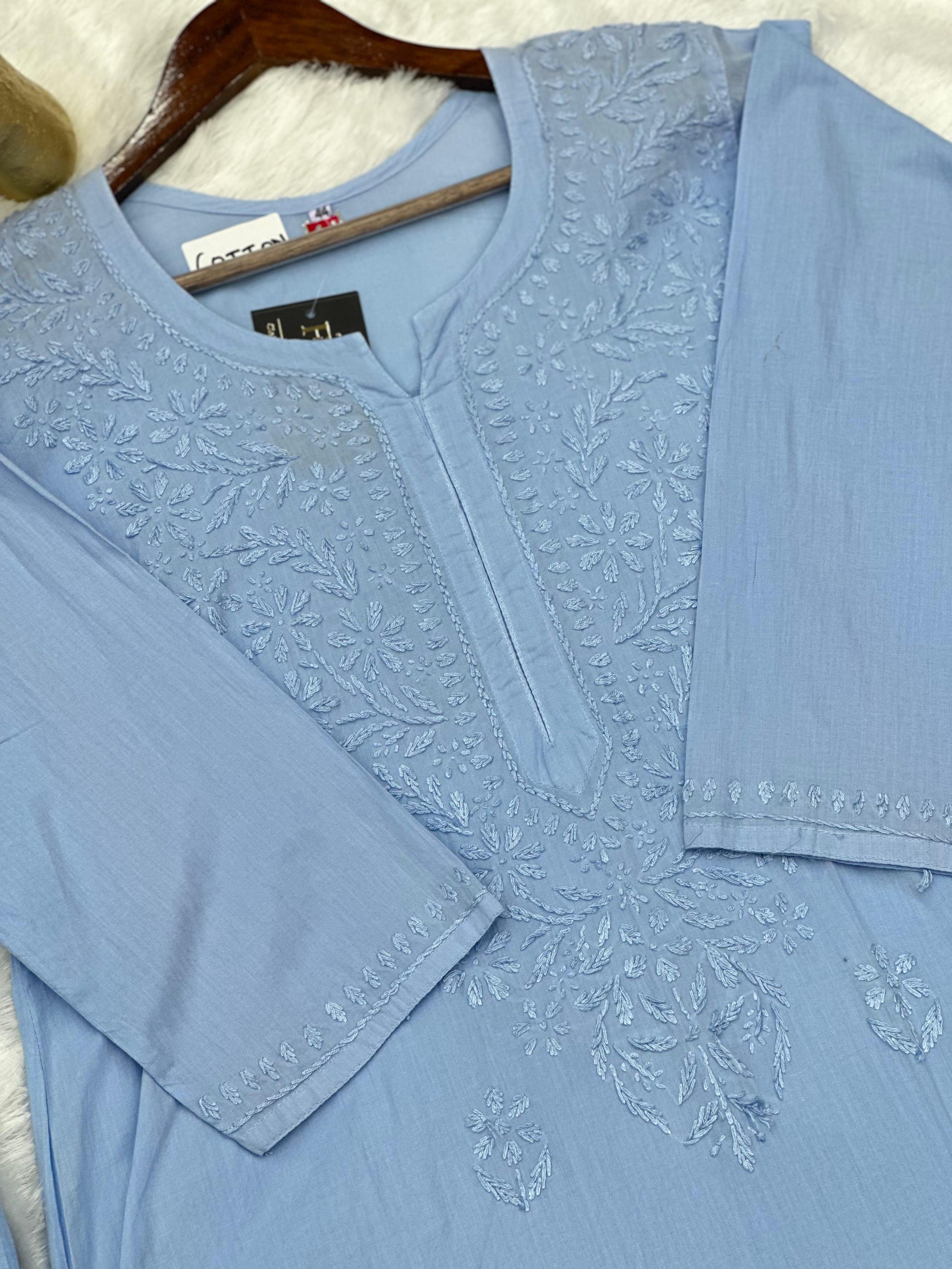 693 Lucknowi Palazzo Set - Powder Blue