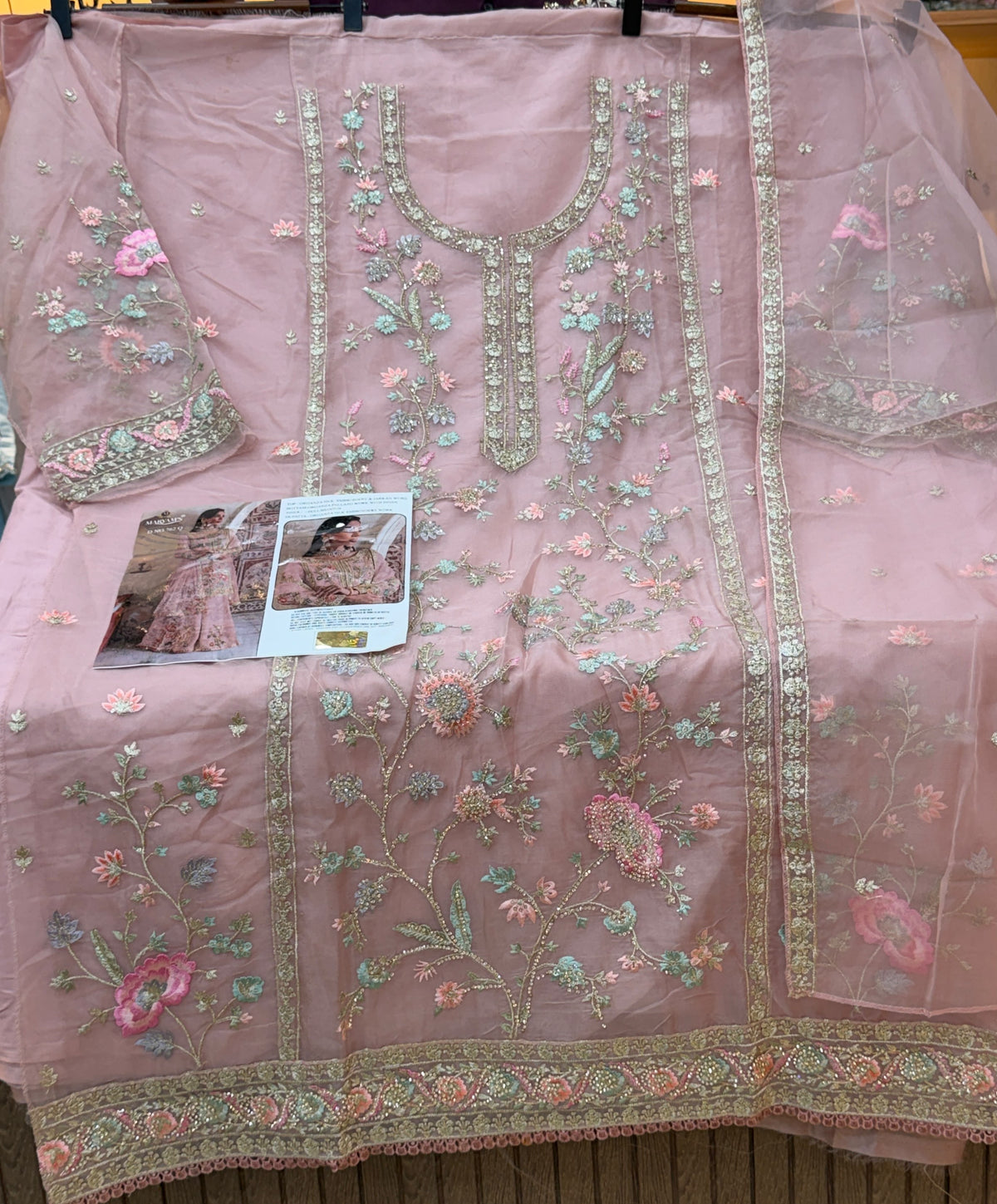 1453 Pakistani Unstitched Partywear - Blush Pink