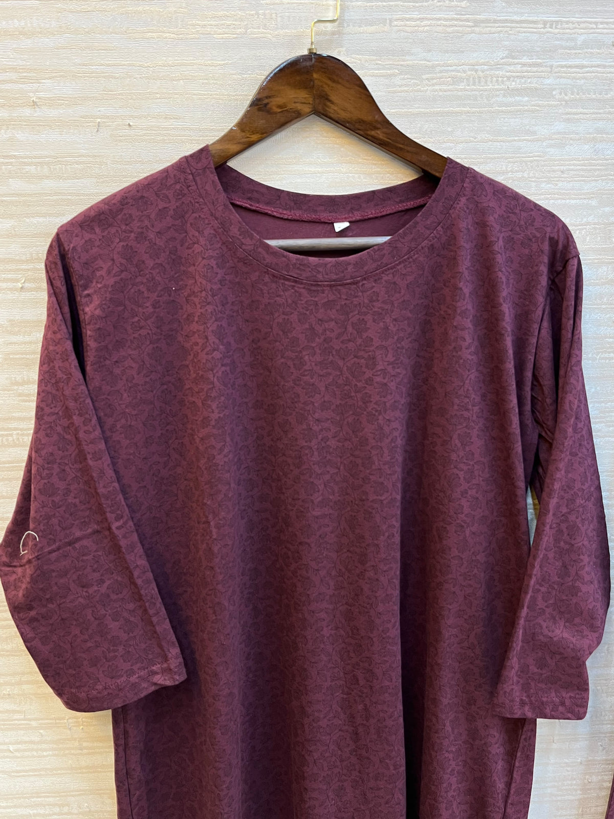 1448 Korean Printed Night Wear - Wine