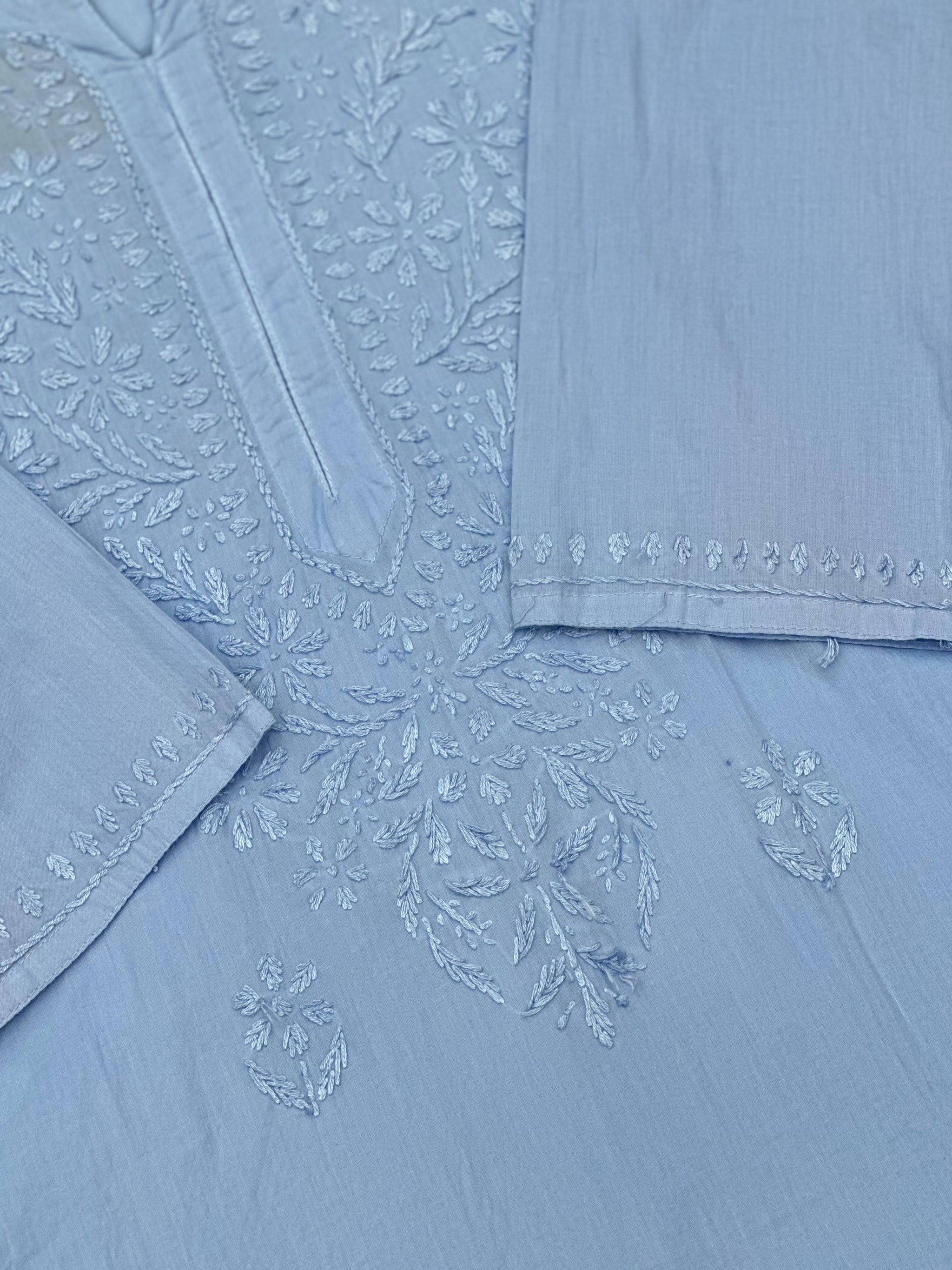 693 Lucknowi Palazzo Set - Powder Blue