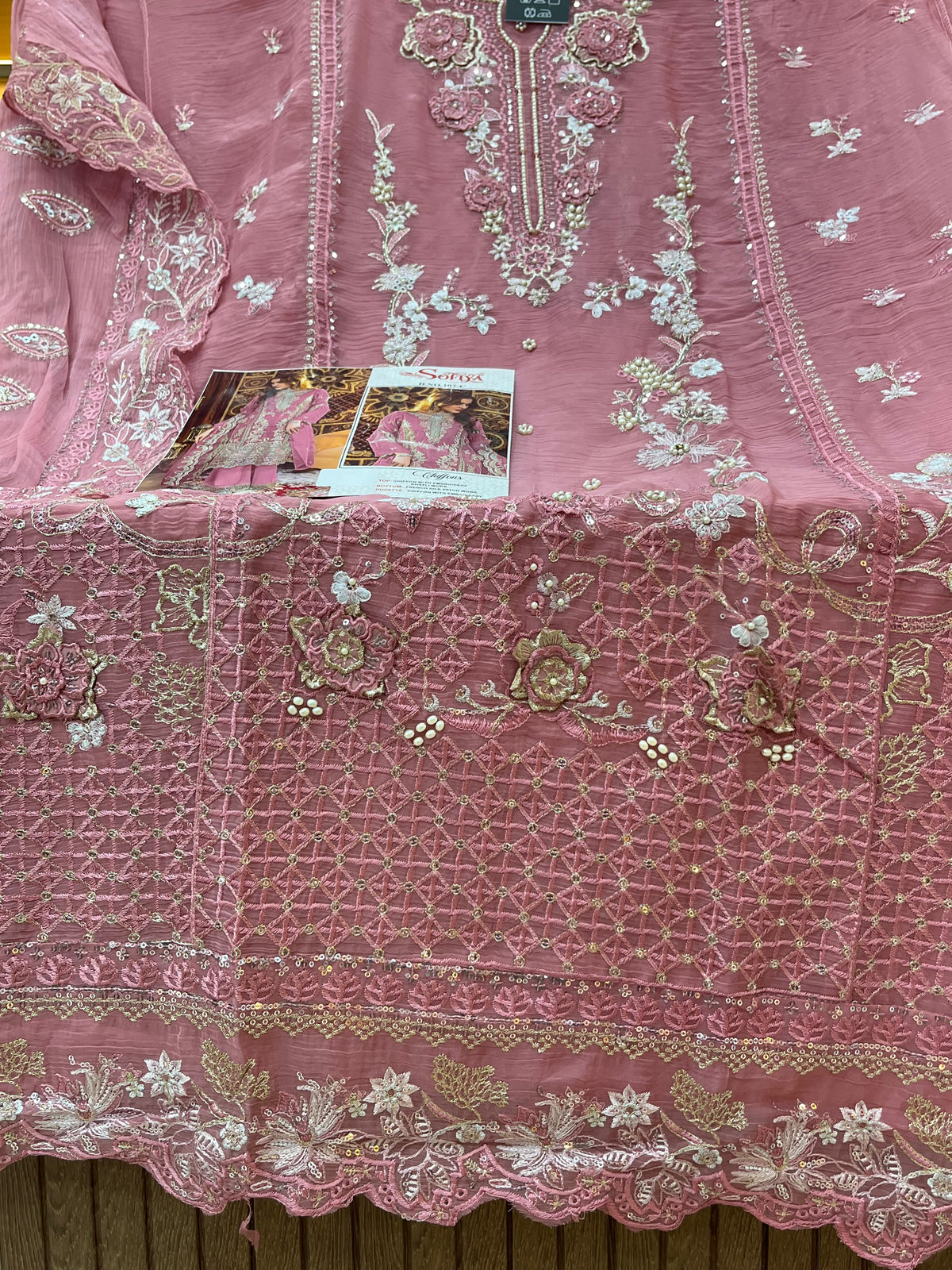1446 Pakistani Unstitched Partywear - Dusty Muave