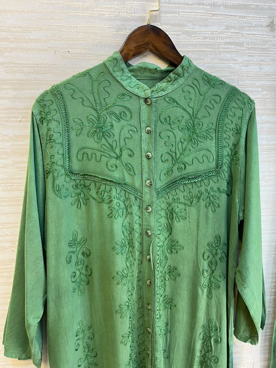 1205 Kashmiri Embroidered Coord Set - Parrot Green