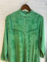 1205 Kashmiri Embroidered Coord Set - Parrot Green