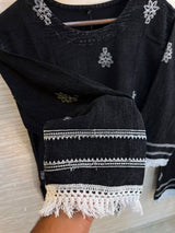 1189 Embroidered Denim Coordset - Black