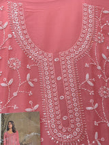 1452 Pakistani Unstitched Partywear - Pink