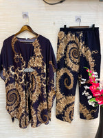 1201 Kaftan Coord Set - Navy Blue