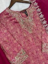 1423 Banarasi Readymade Suit - Pink