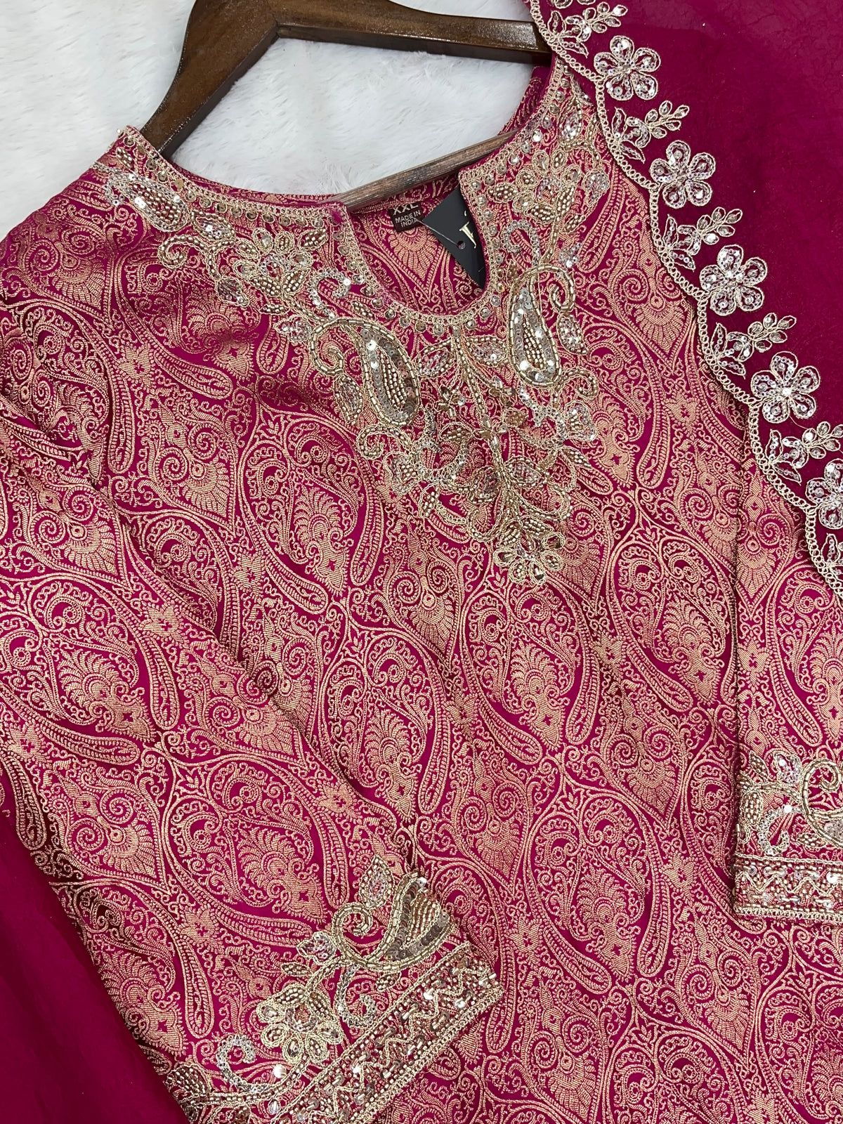 1423 Banarasi Readymade Suit - Pink